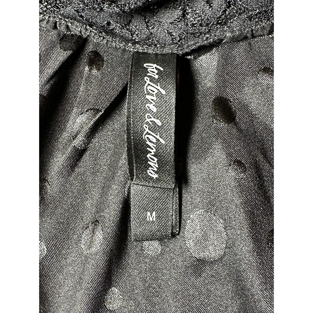 For Love & Lemons Black Fleur Jacquard Lace Plunge Neck Mini Robe Dress Medium - Picture 5 of 7